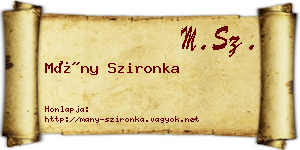 Mány Szironka névjegykártya